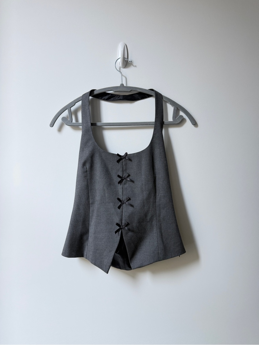 Zara Charcoal Gray Bow-Front Camisole